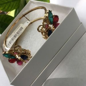 Big Gold Bangles Bracelet With Colorful Stones